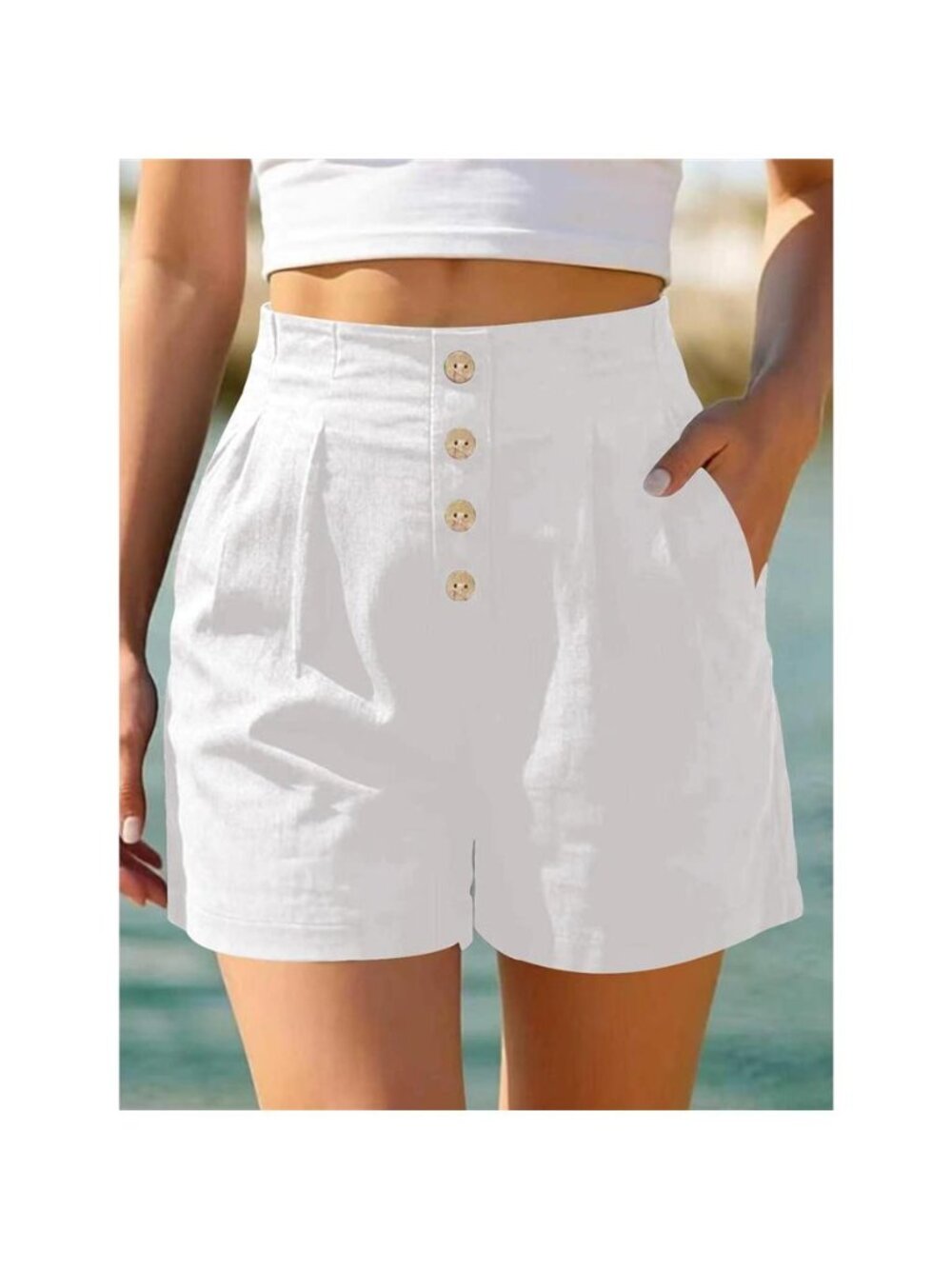 Button Fly High Waist Shorts